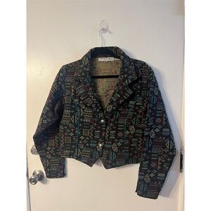 Vintage Adobe Rose Bolero Jacket Southwestern Aztec Print Women's Multicolor M‎